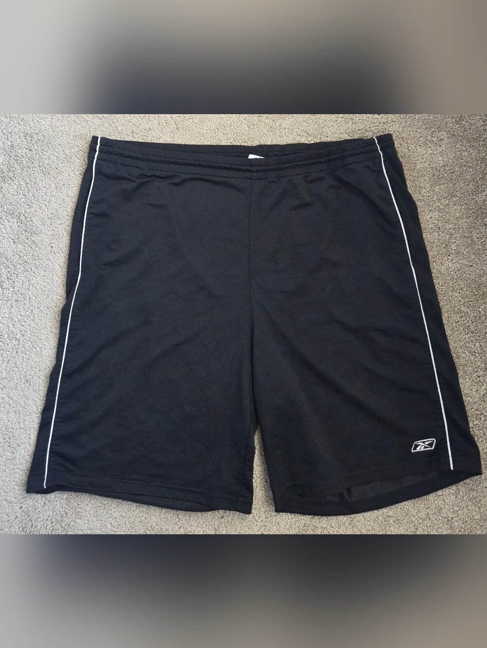 Reebok Vintage Y2K Black Athletic Shorts with White Piping Men's XXL